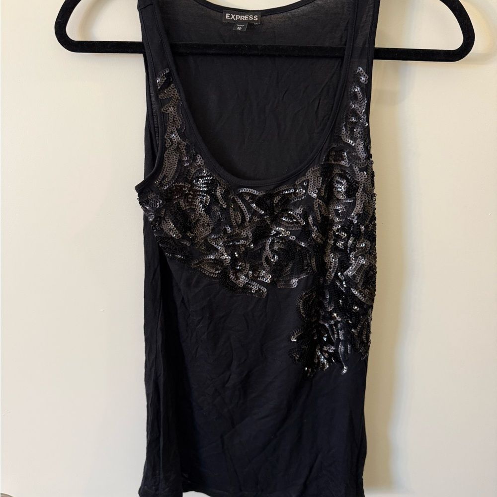 Express Black Sequin Tank Top